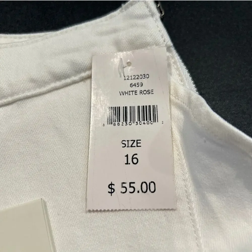 NWT DL1961 Lola Stretch Denim Skort, White Rose, Girls Size 16